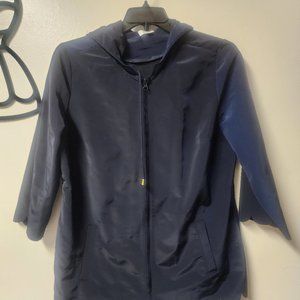Crown & Ivy Navy Blue 100 Polyester Rain Jacket with Hood Large Spring
